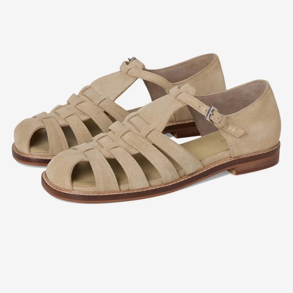 Free People Beige Suede Willow Fisherman Sandals